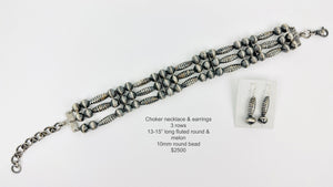 10mm mixed bead choker/earrings set