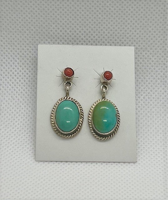 Turquoise and Spiny Oyster Shell Earrings