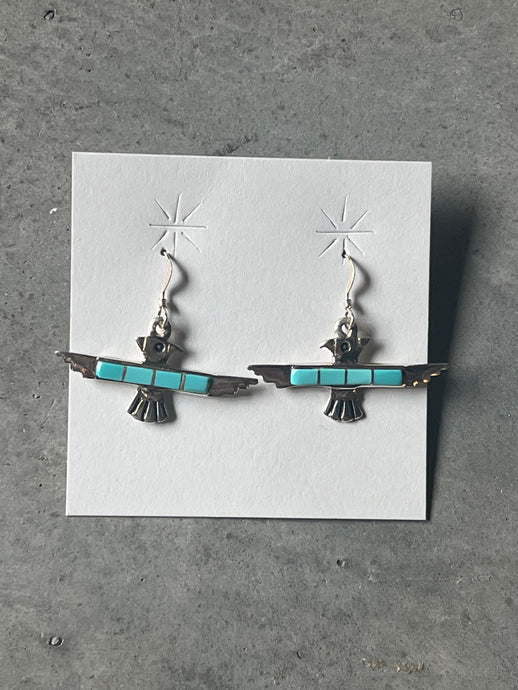 Sterling silver & turquoise thunderbird earrings