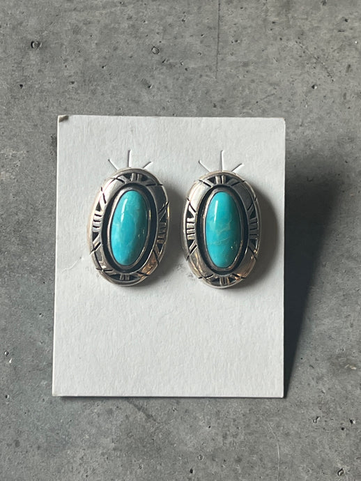 Sterling silver & turquoise post back earrings