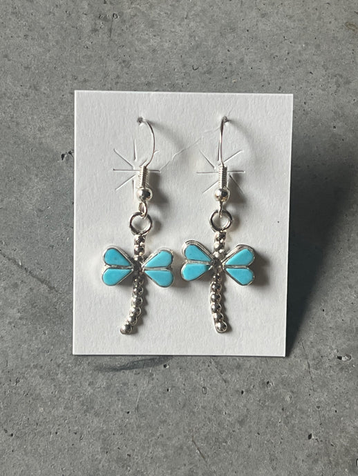 Sterling silver & turquoise dragonfly earrings