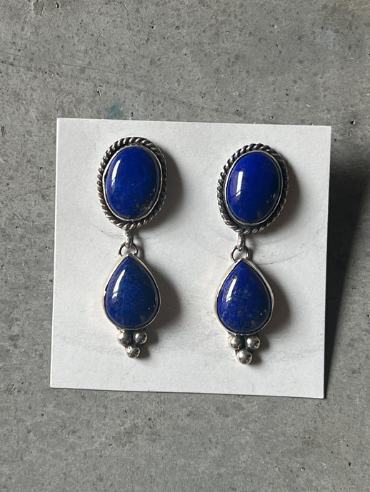 Sterling silver & lapis drop earrings