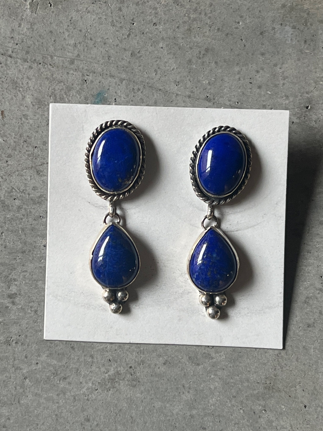 Sterling silver & lapis drop earrings