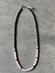 Navajo pearl and pink conch shell necklace