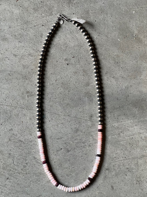 Navajo pearl and pink conch shell necklace