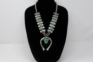 Royston Turquoise Sterling Silver Squash Blossom Necklace