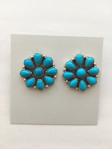 Sterling Silver Turquoise Cluster post earrings